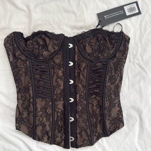 Strapless White Fox Black Corset